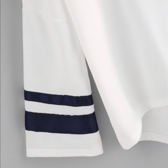 Varsity Striped Dip Hem Hoodie - Picture 3 of 4